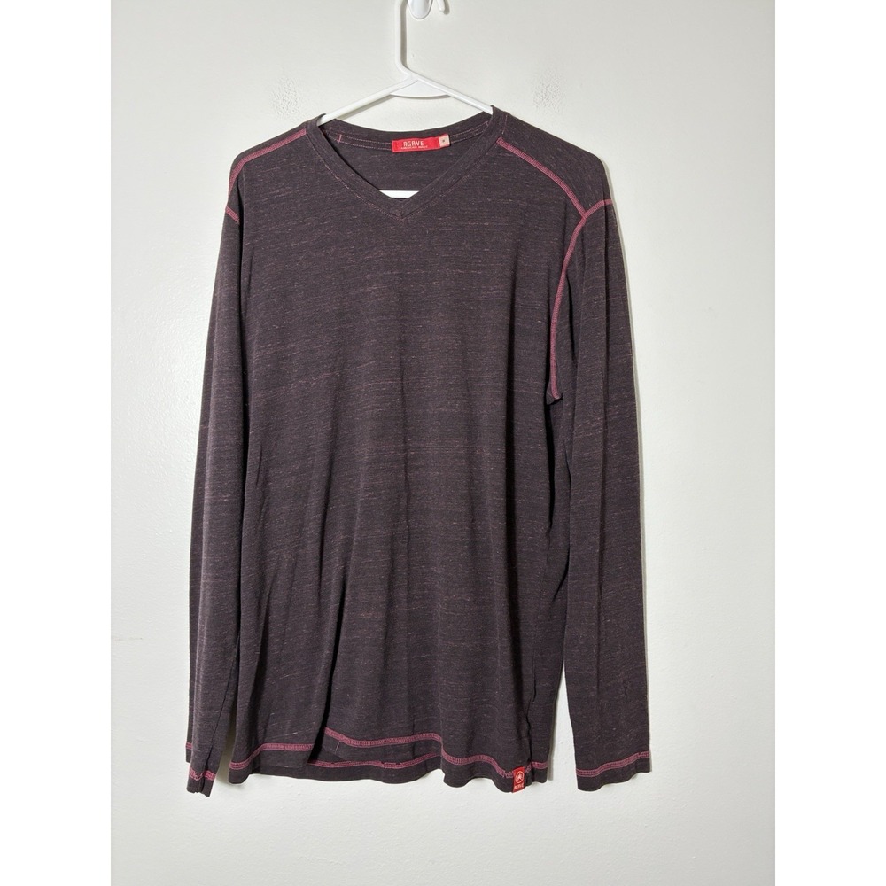 Agave Mens M Purple Long Sleeve Crew Neck Cotton Tee Made In USA Preppy Casual